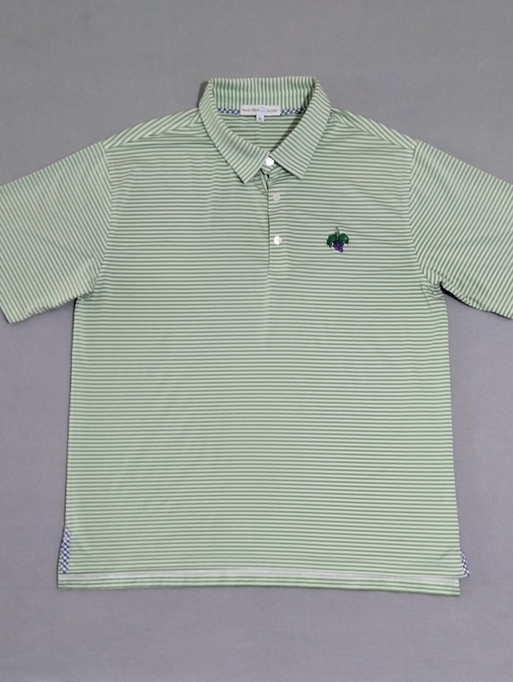 Bald Head Blues Polo Men's XL Albatross Performance Short Sleeve Striped Green